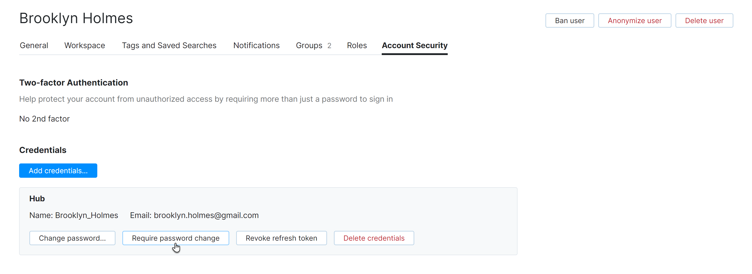 User require password change