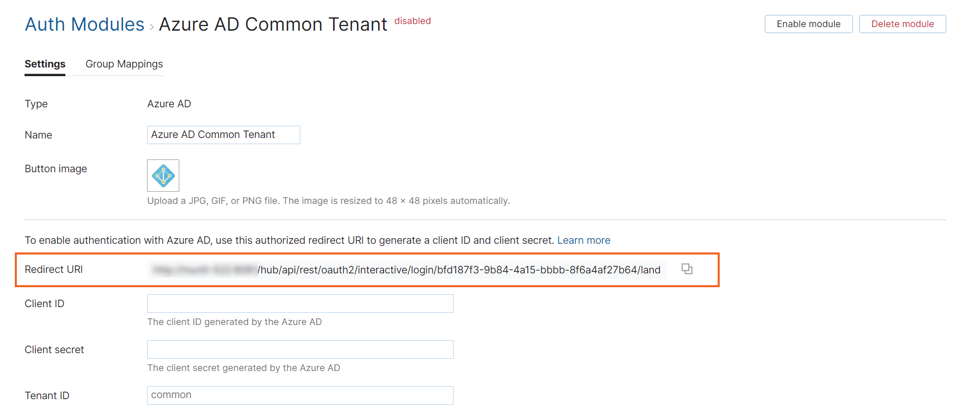 Azure auth common tenant redirect uri