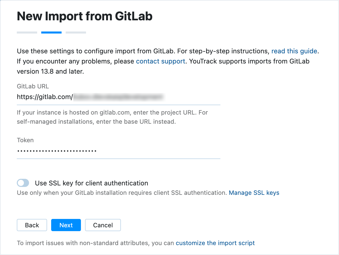 GitLab import settings GitLab import settings