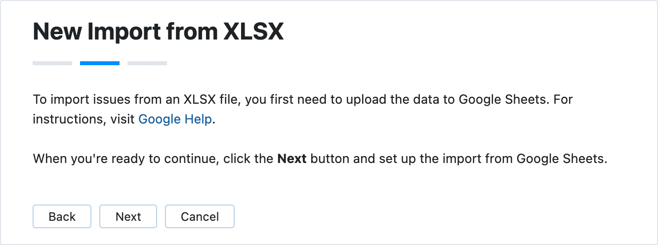 New XLSX import dialog