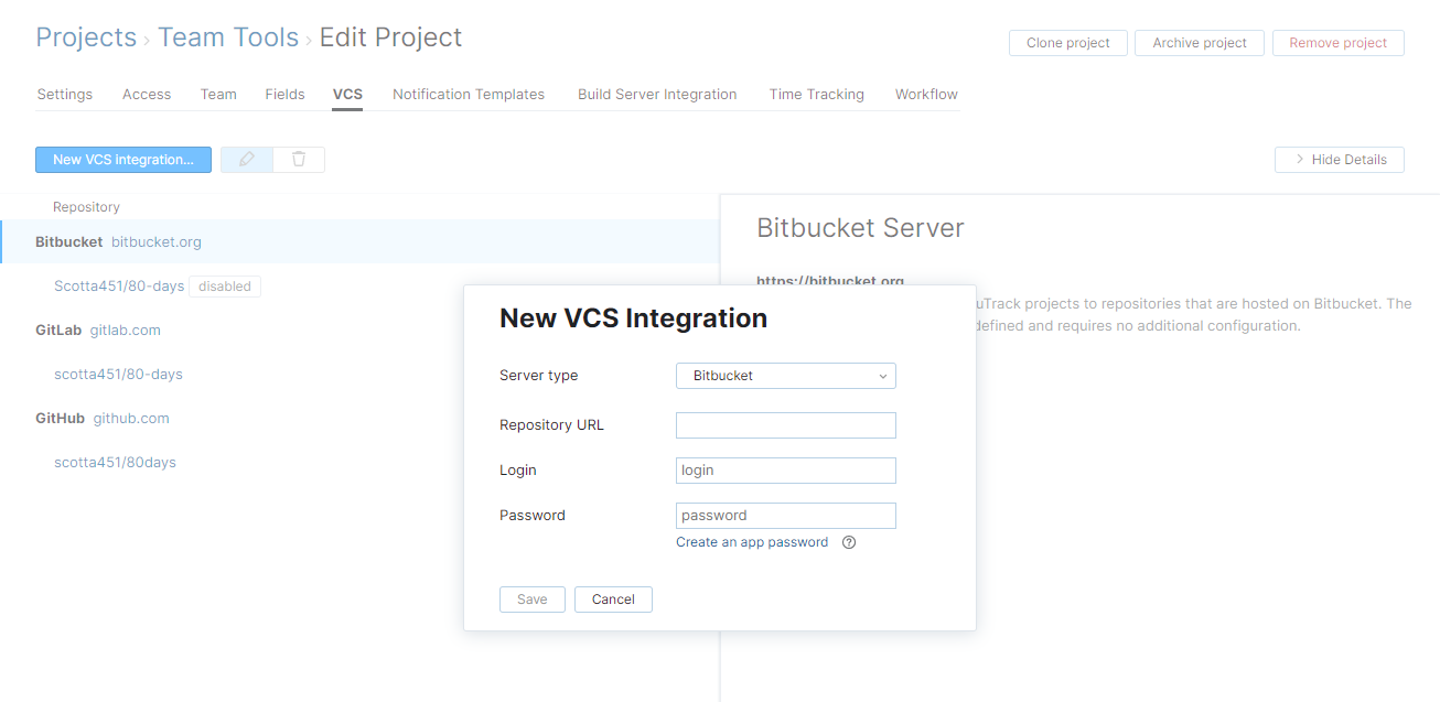 Integrate With Bitbucket | YouTrack Server Documentation