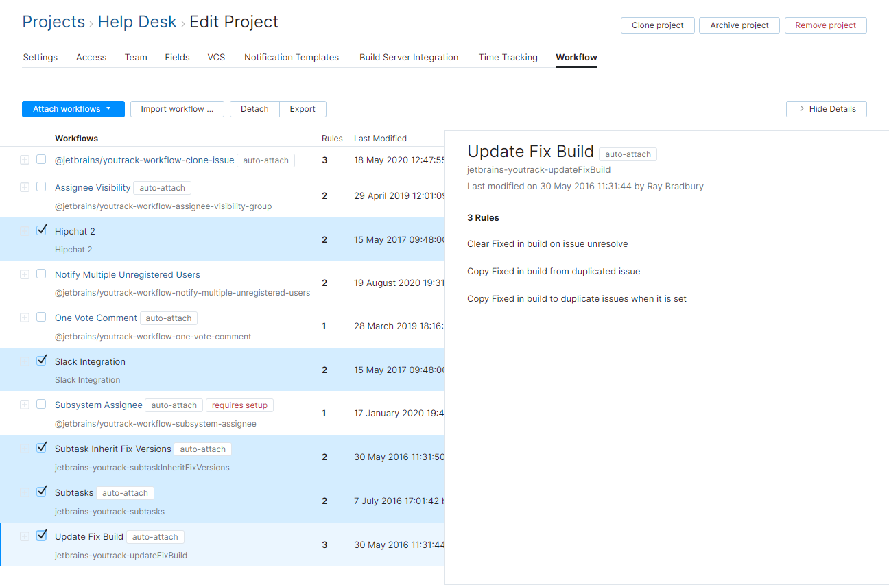 Select all legacy workflows in a project.