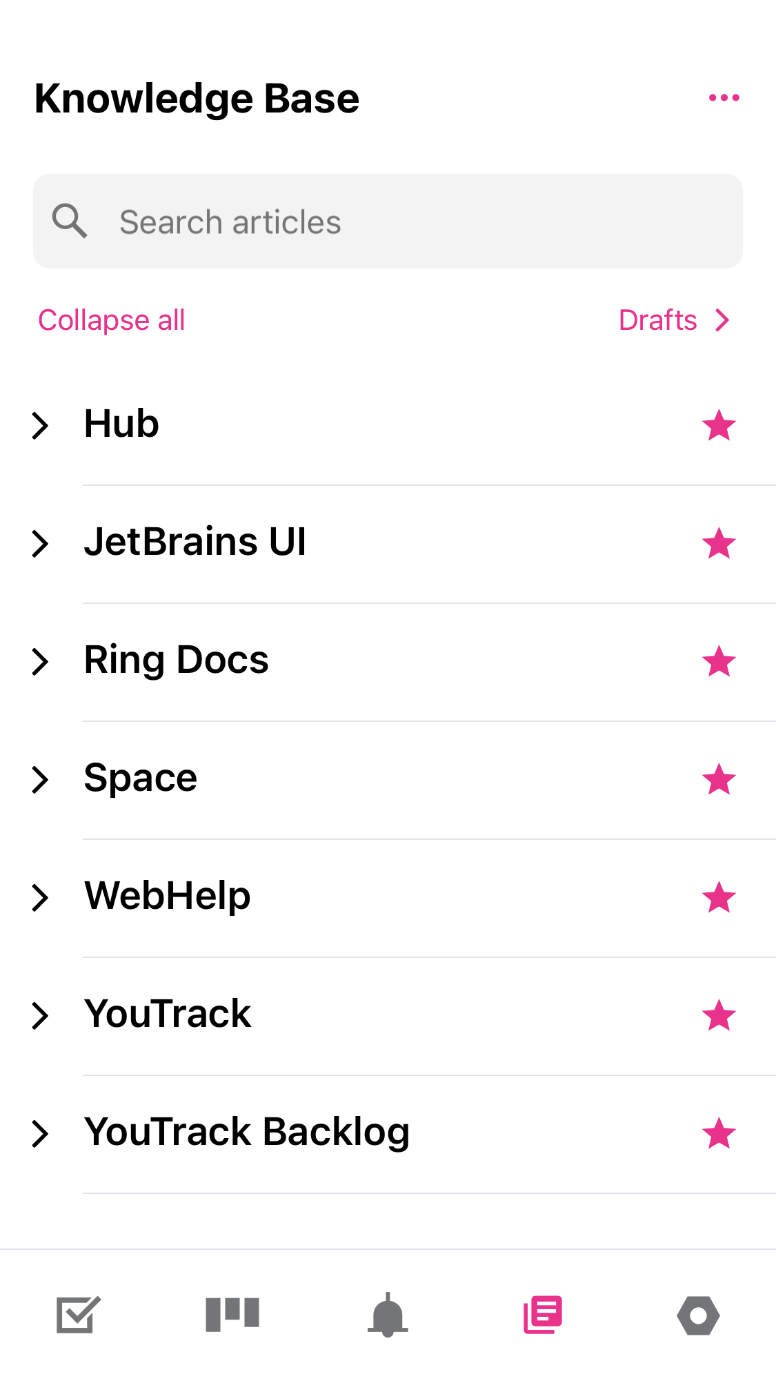 The knowledge base in YouTrack Mobile. The knowledge base in YouTrack Mobile.