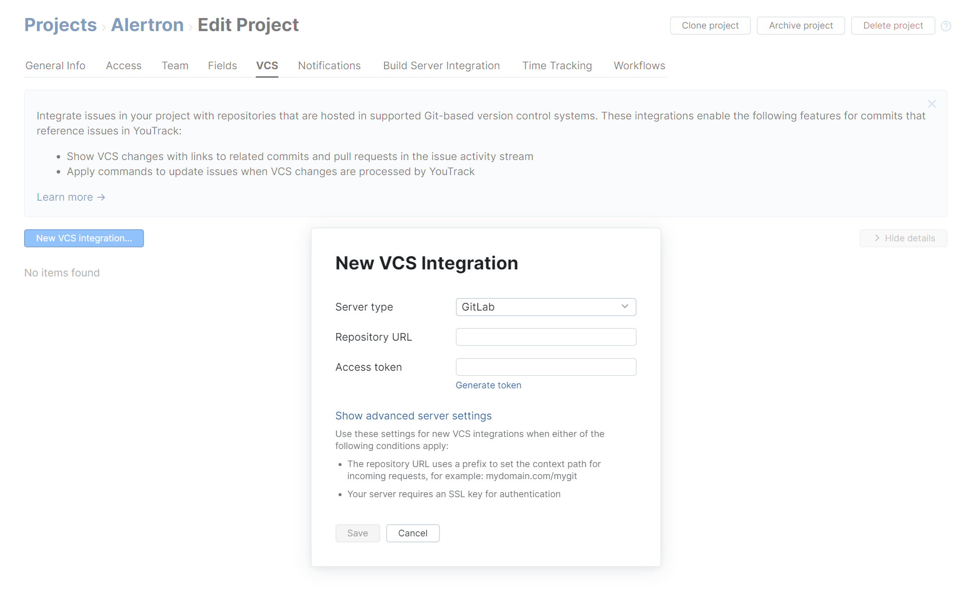 new GitLab VCS integration