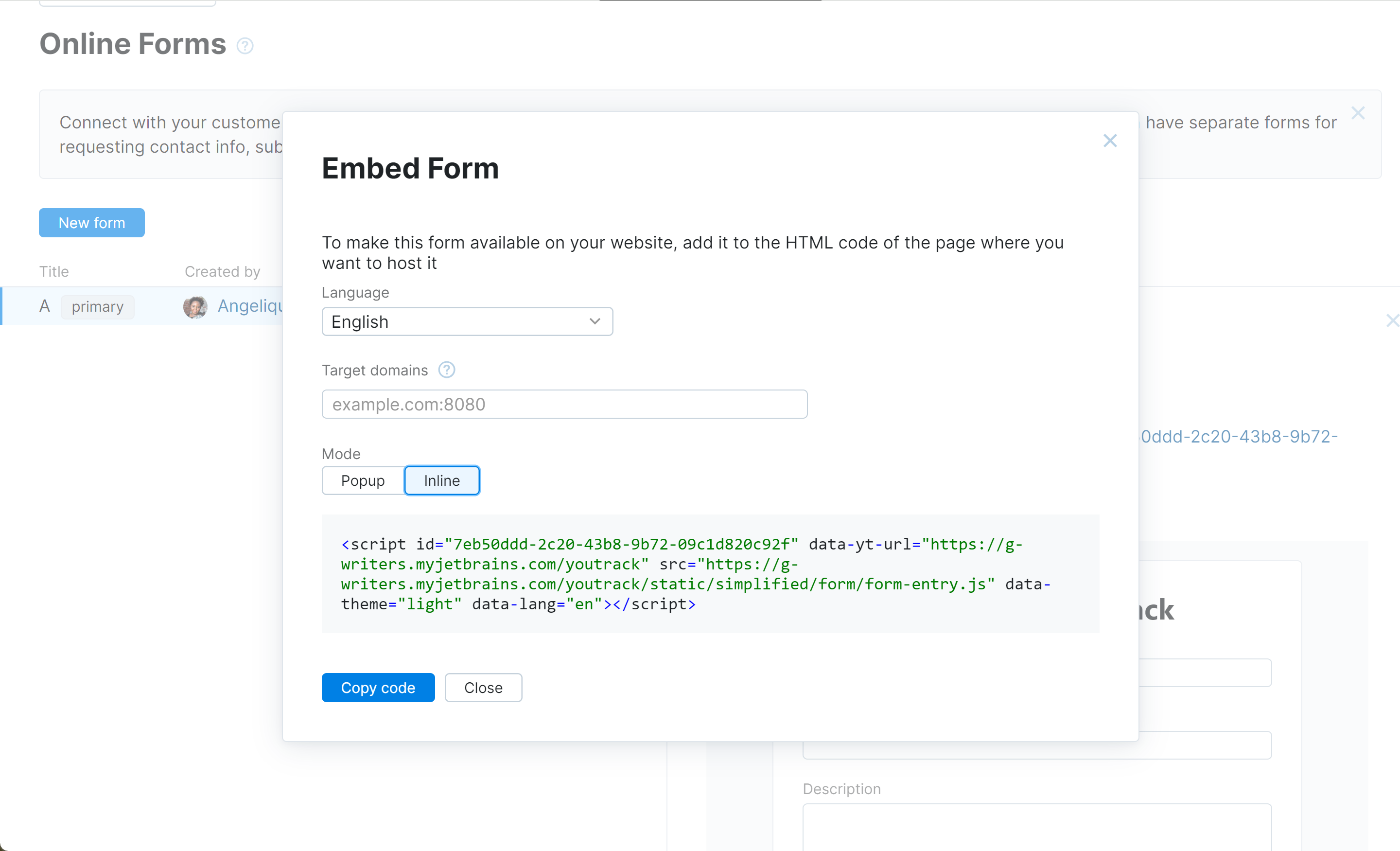 Options for embedding an online form in an external site. Options for embedding an online form in an external site.