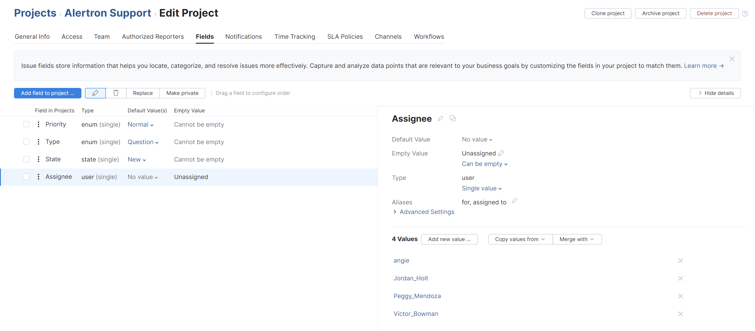 The updated list of assignees in a helpdesk project. The updated list of assignees in a helpdesk project.