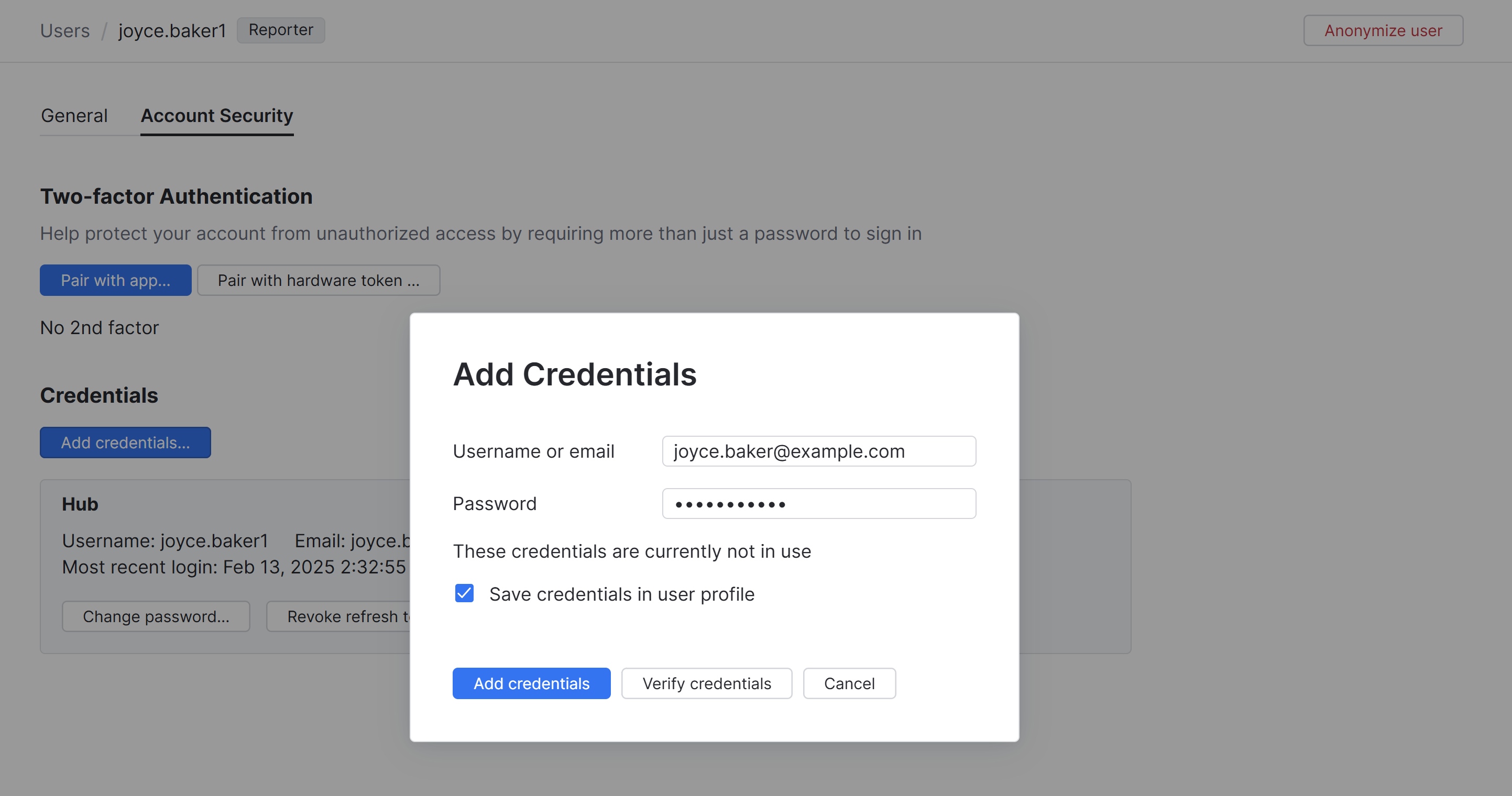 Add credentials options Add credentials options