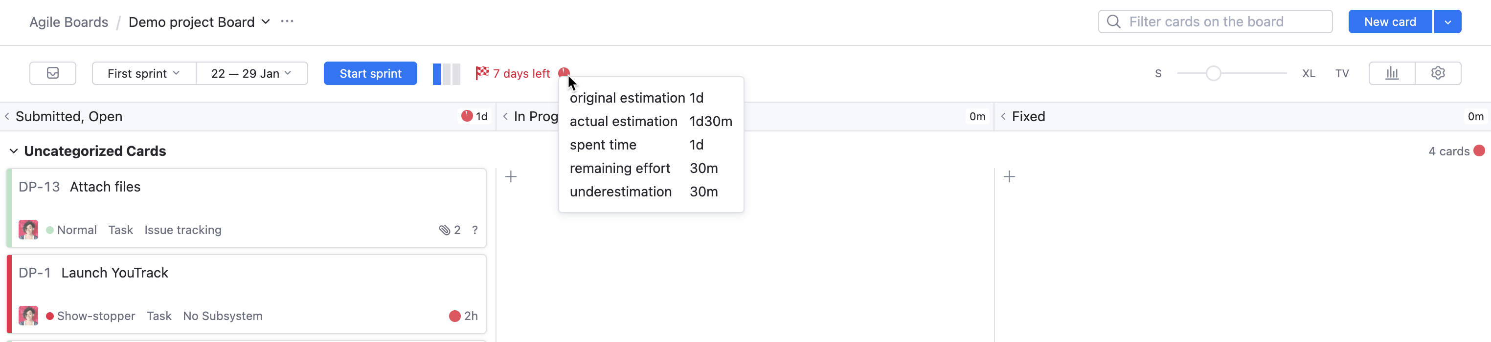Monitor the estimations on the agile board Monitor the estimations on the agile board