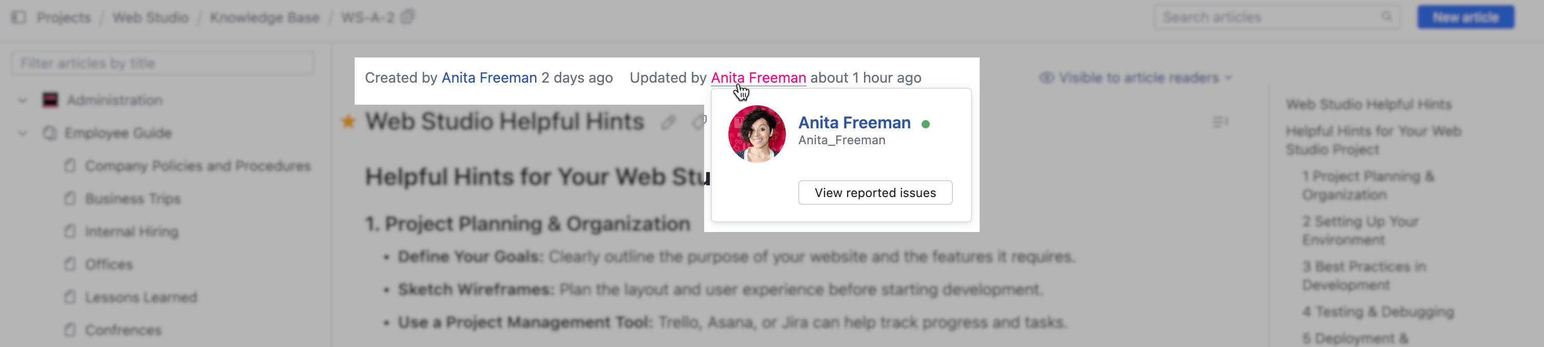 Metadata for an article in the knowledge base. Metadata for an article in the knowledge base.