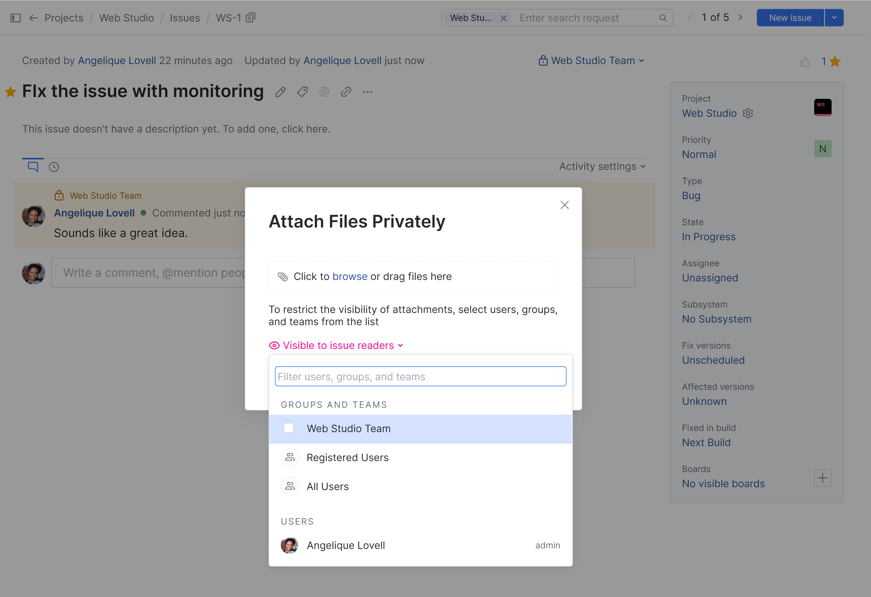 Attach files privately Attach files privately