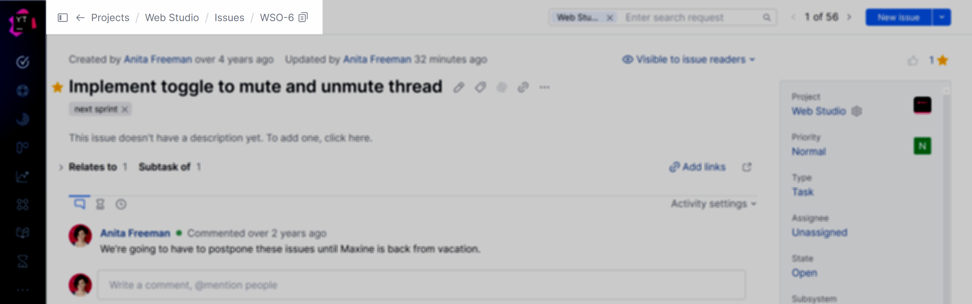 Breadcrumb navigation for an issue. Breadcrumb navigation for an issue.