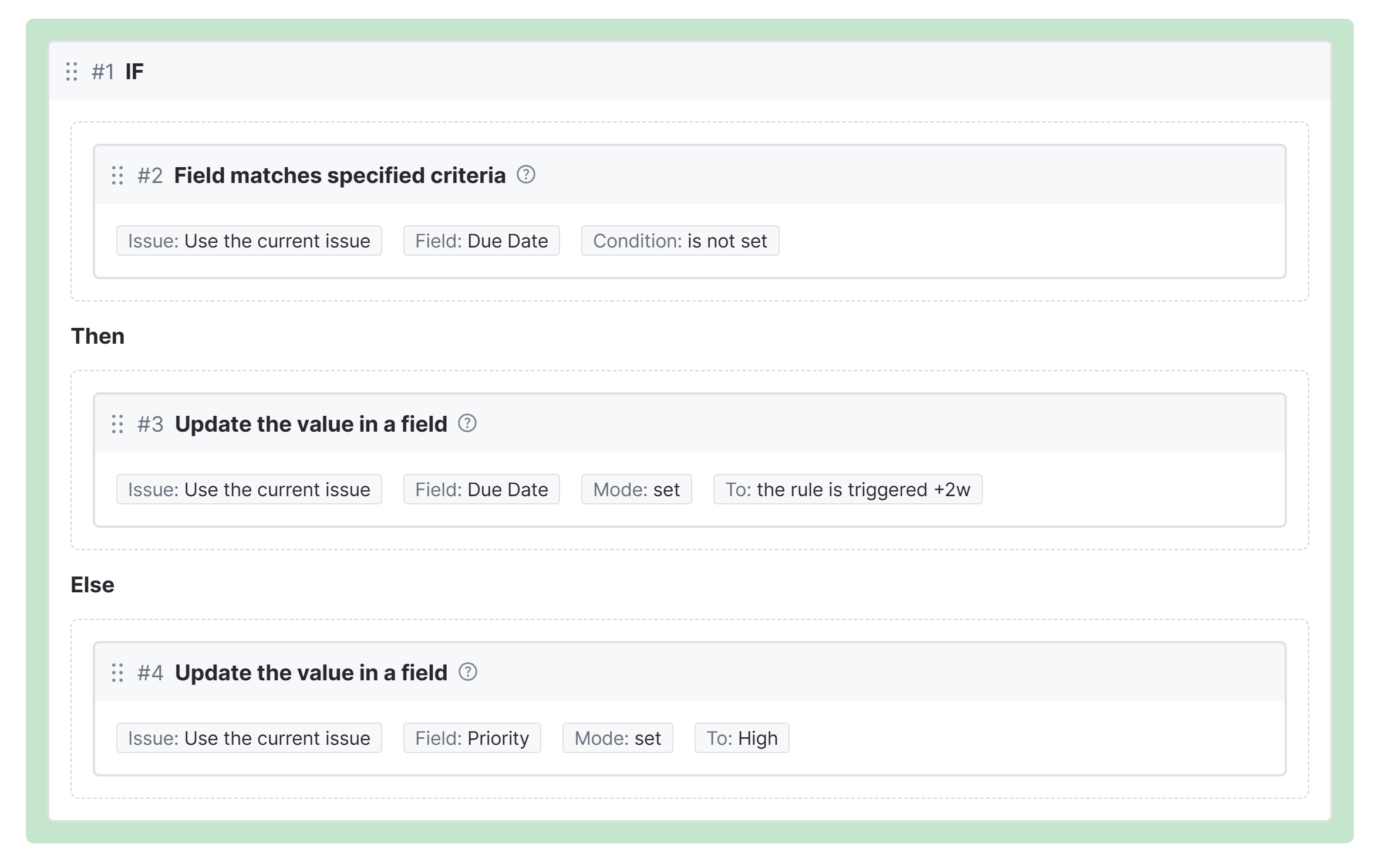 ワークフロールールの一連のアクションの IF ビルドブロック。 The IF building block in the set of actions for a workflow rule.