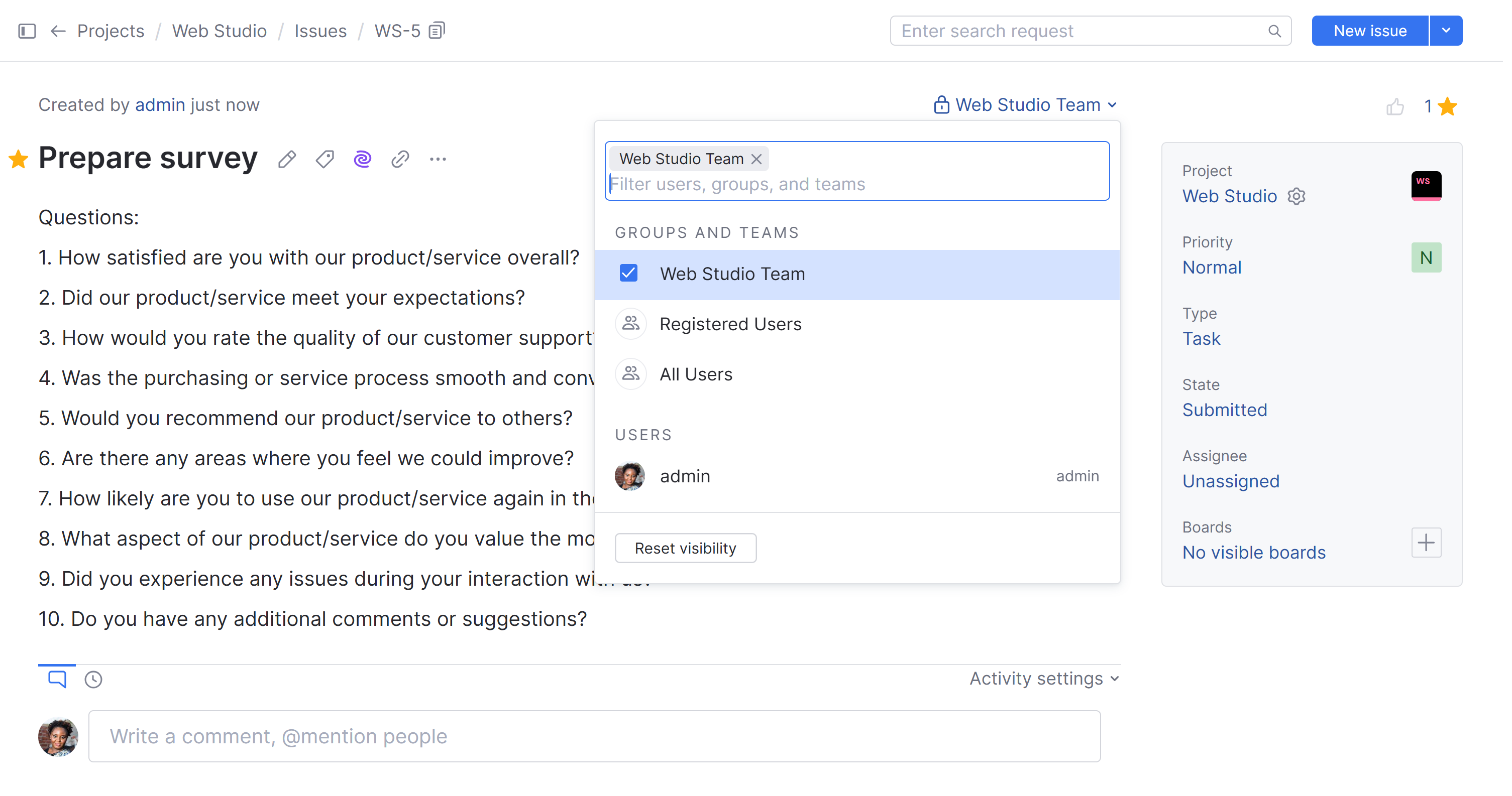 Change issue visibility Change issue visibility