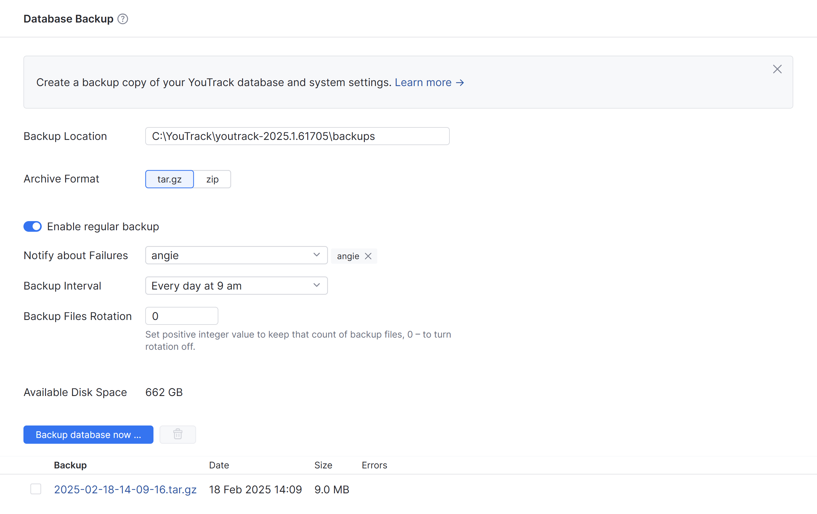 database backup database backup