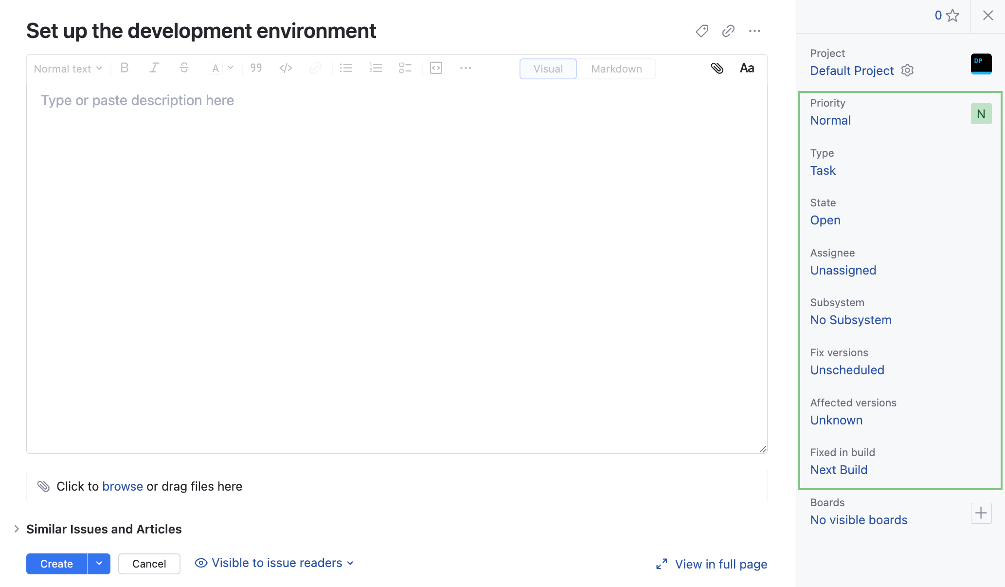 Default fields default project Default fields default project