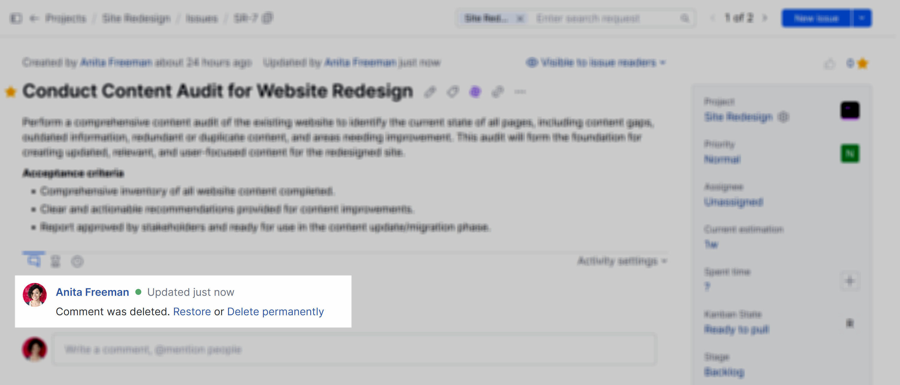 The placeholder for a deleted comment. The placeholder for a deleted comment.
