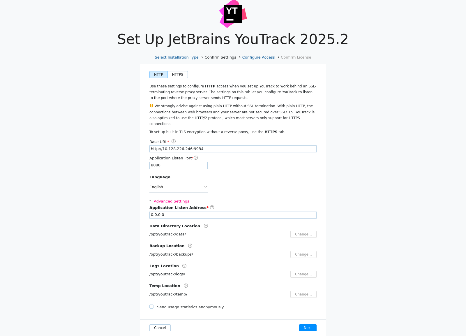 Docker installation: Advanced settings Docker installation: Advanced settings