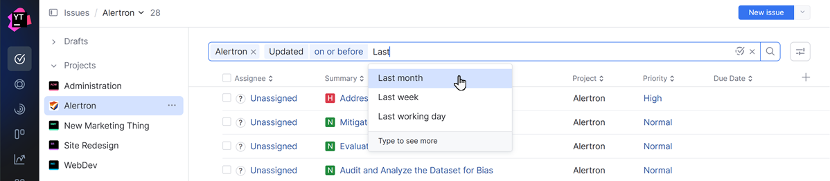 Dynamic filters in the search box. Dynamic filters in the search box.