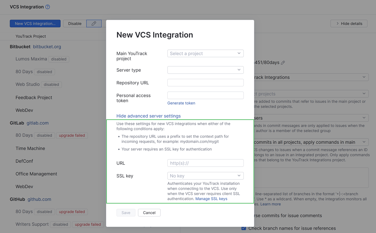 advanced server settings advanced server settings
