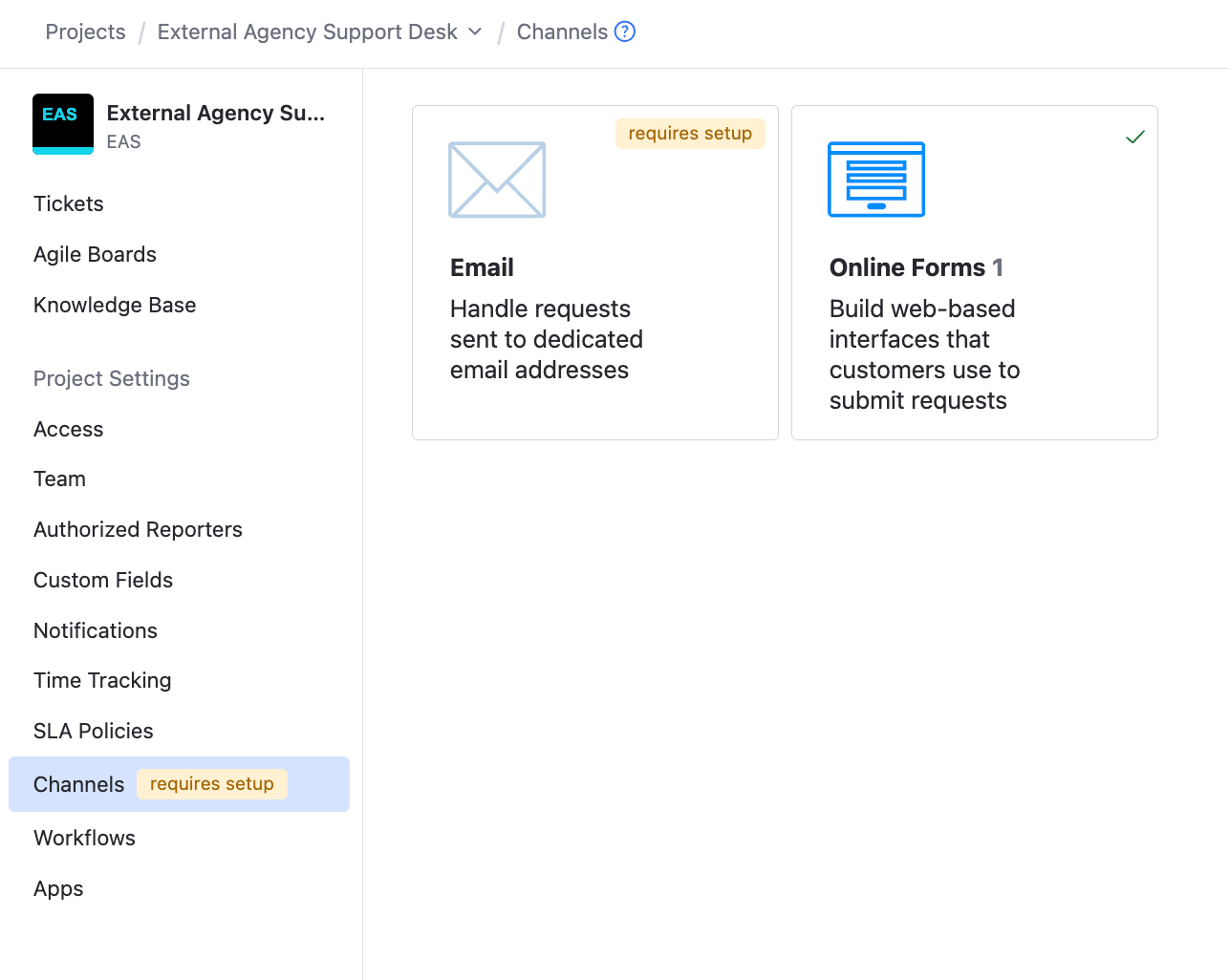 The list of available channels in a helpdesk project. The list of available channels in a helpdesk project.