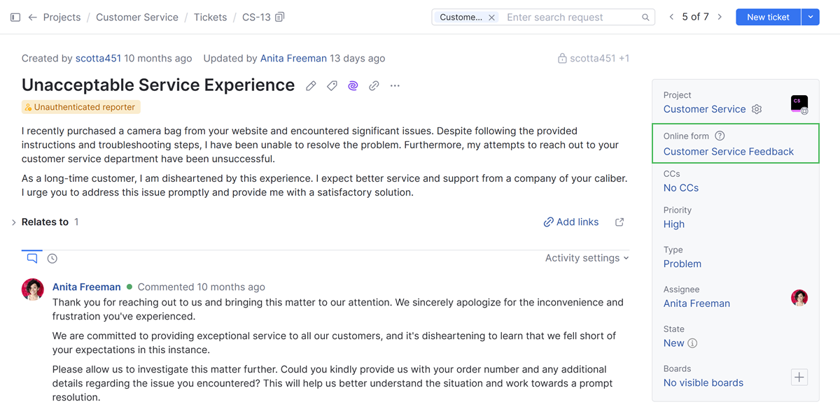 The online form used to create a helpdesk ticket. The online form used to create a helpdesk ticket.