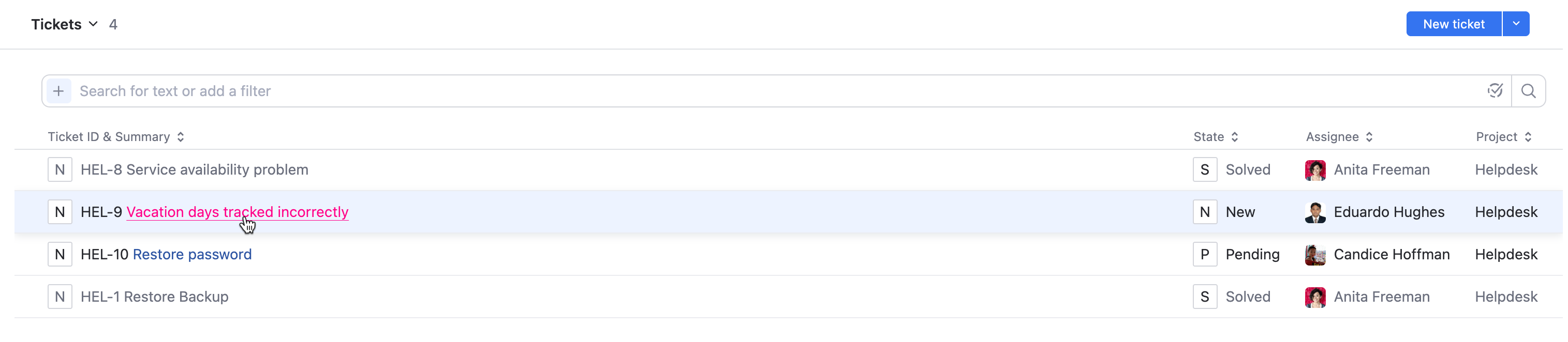 Click the ticket summary to open it in full view Click the ticket summary to open it in full view