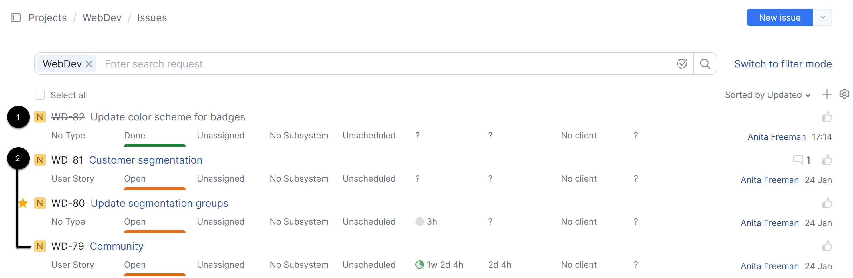 Issue representation resolved state Issue representation resolved state