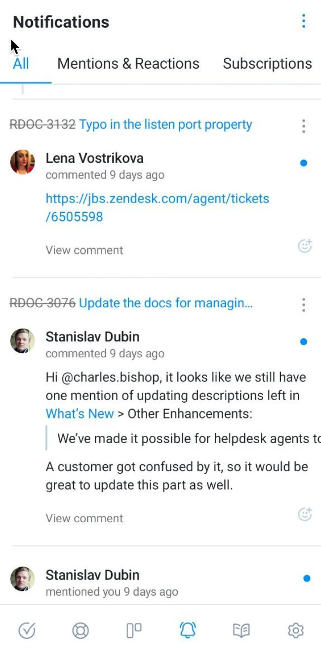 List of recent notification events in the mobile app. List of recent notification events in the mobile app.