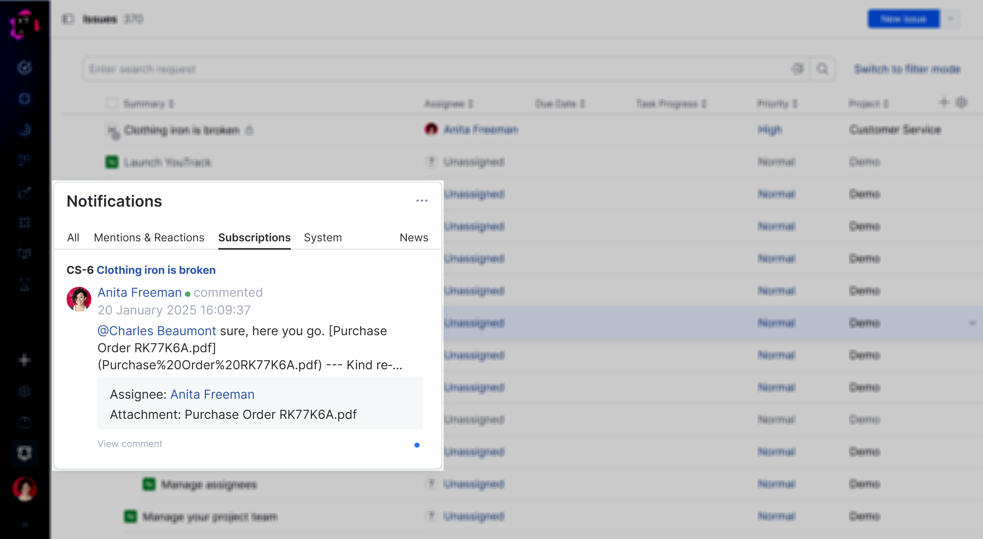 The list of messages that match subscription settings. The list of messages that match subscription settings.
