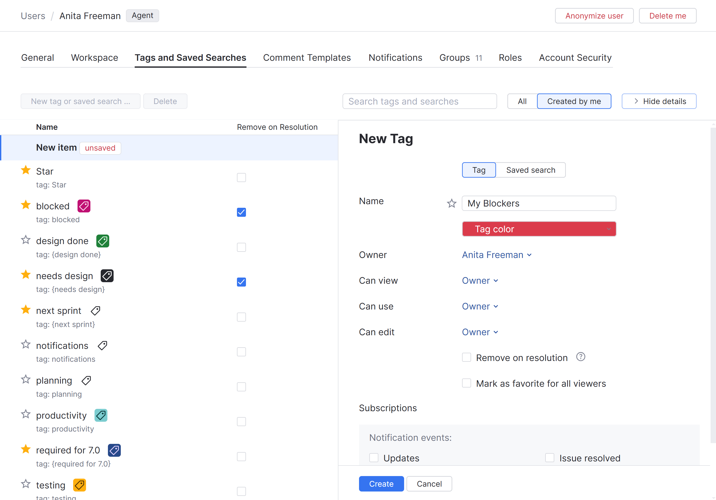 Personal tags Personal tags