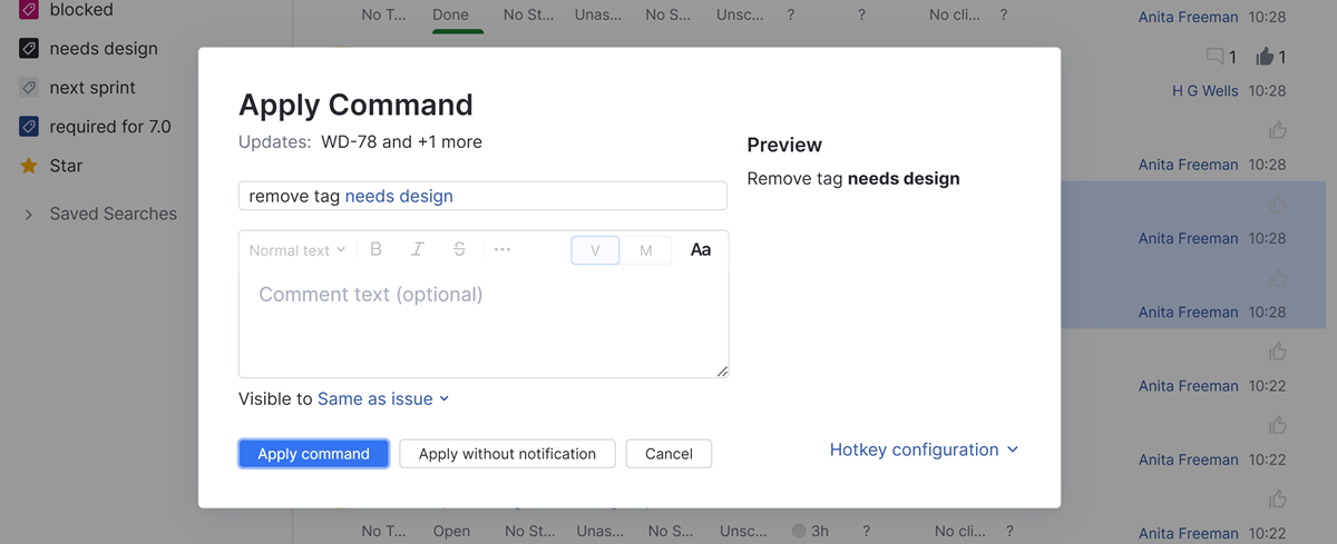 Remove a tag to multiple issues with a command. Remove a tag to multiple issues with a command.