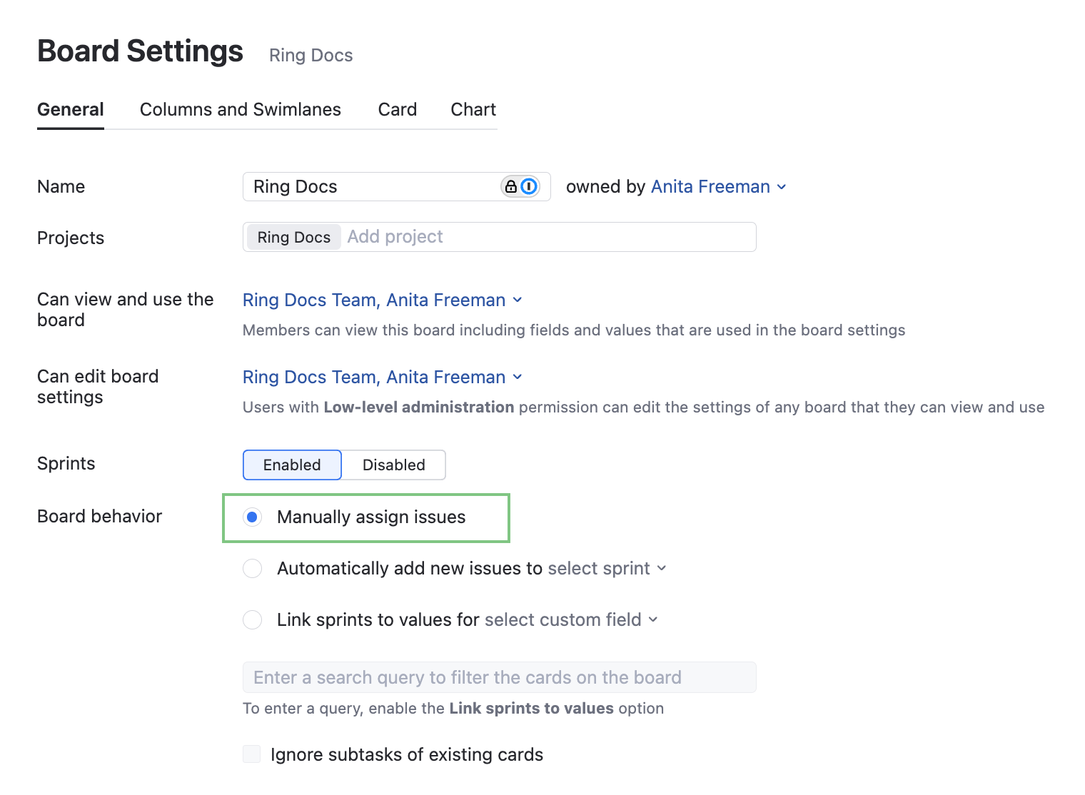 Scrumban general settings Scrumban general settings