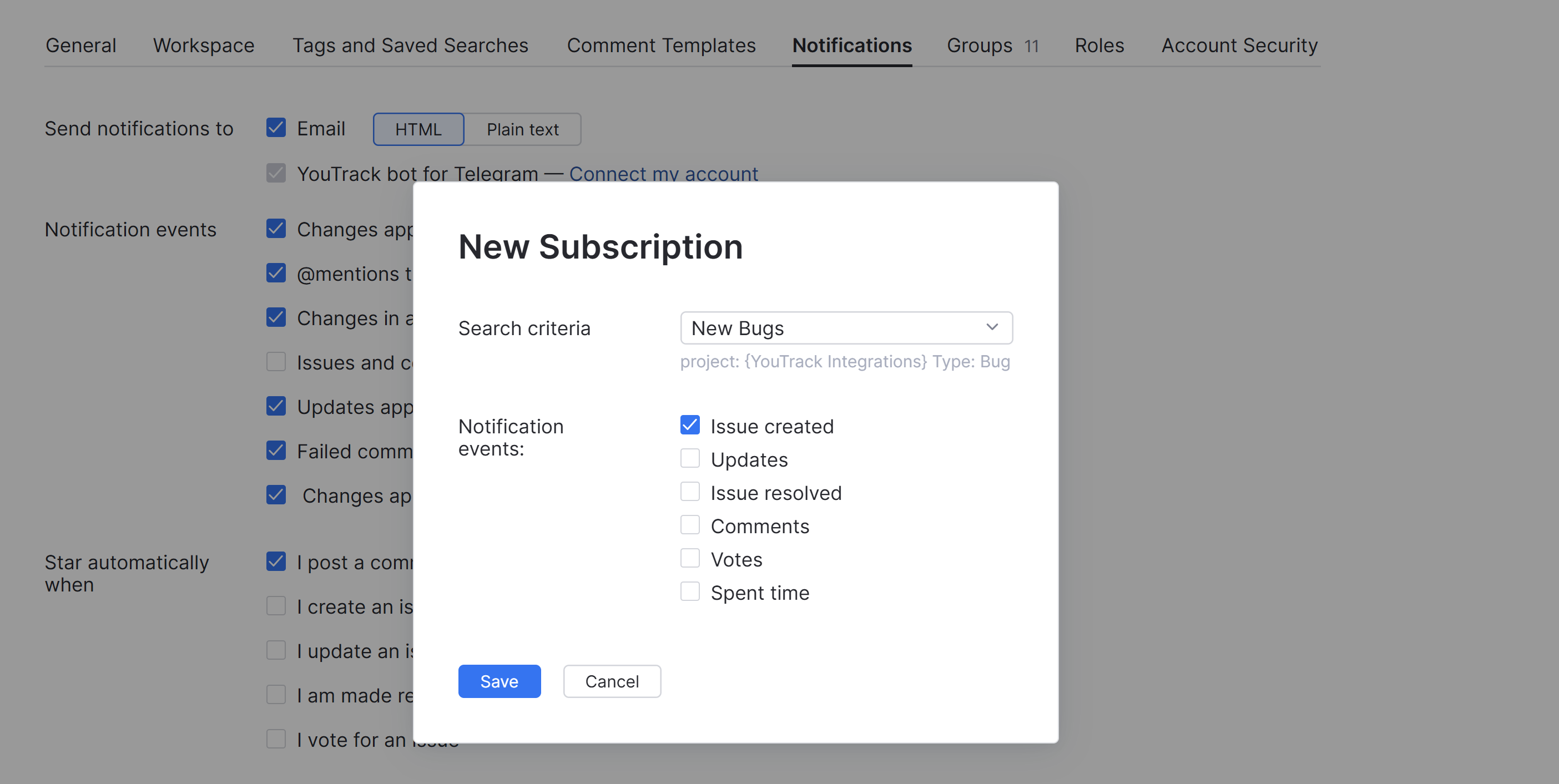 Subscription new bugs Subscription new bugs