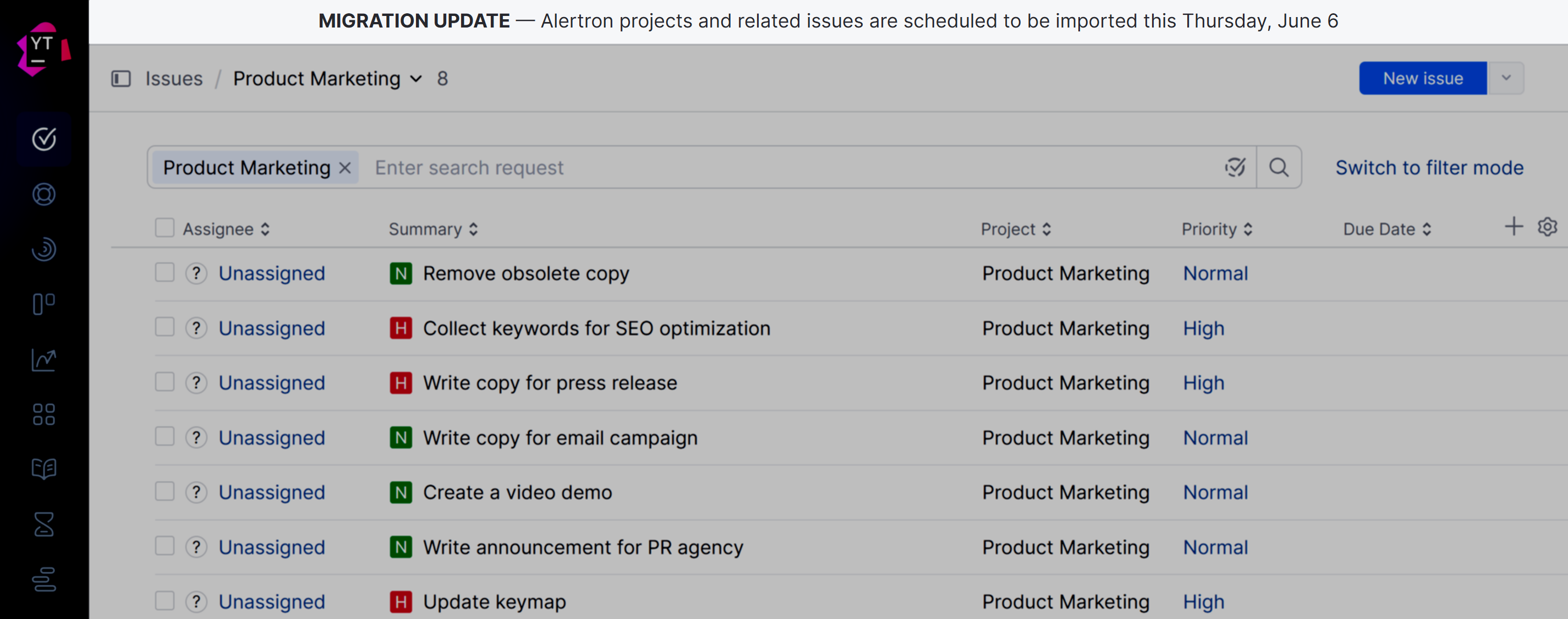 sample banner with a message that alerts users about a scheduled import job sample banner with a message that alerts users about a scheduled import job
