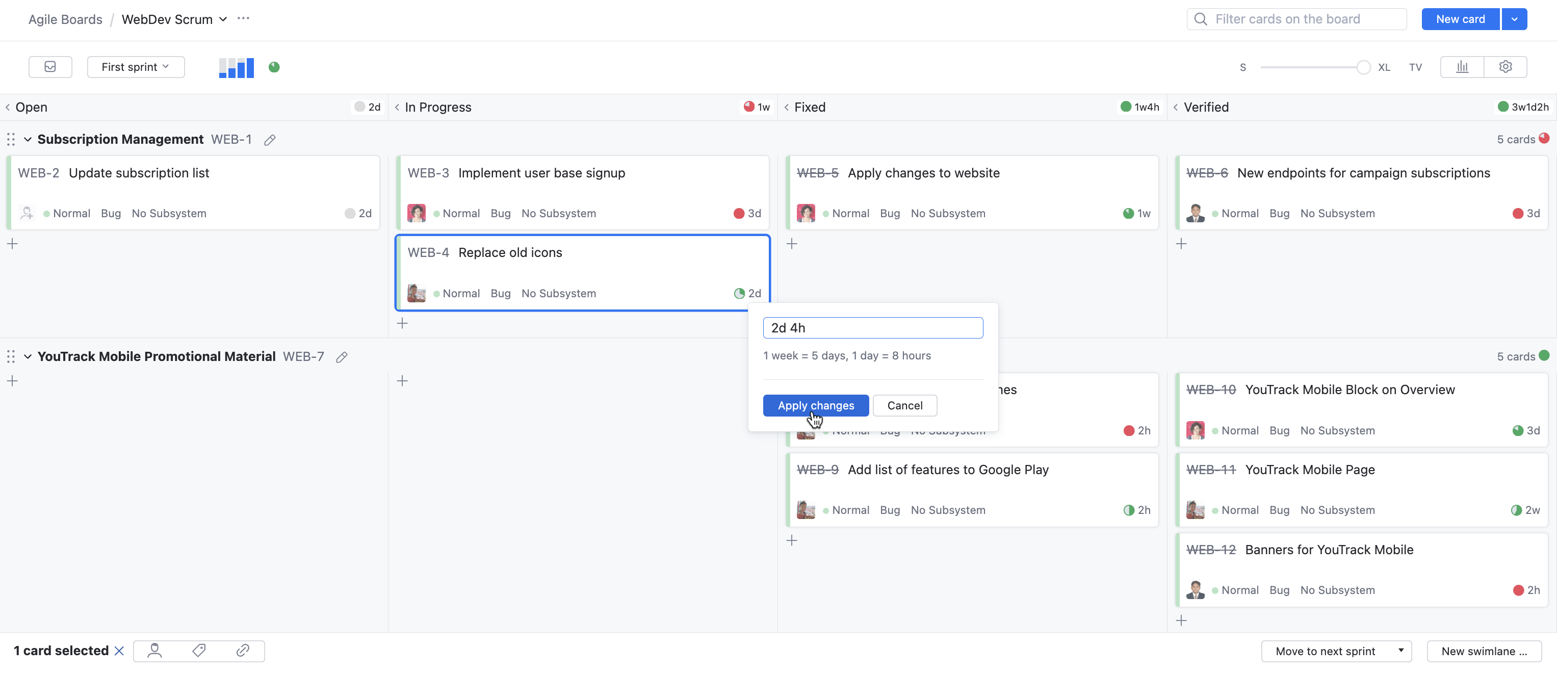 update estimation on agile board update estimation on agile board