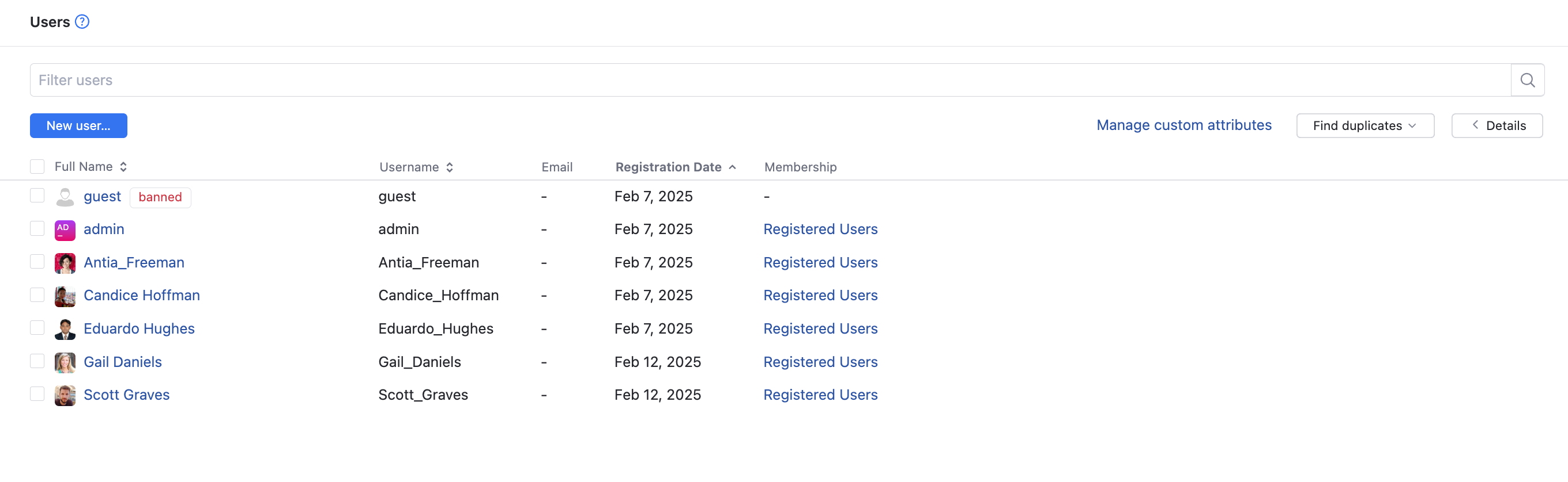 Users list Users list