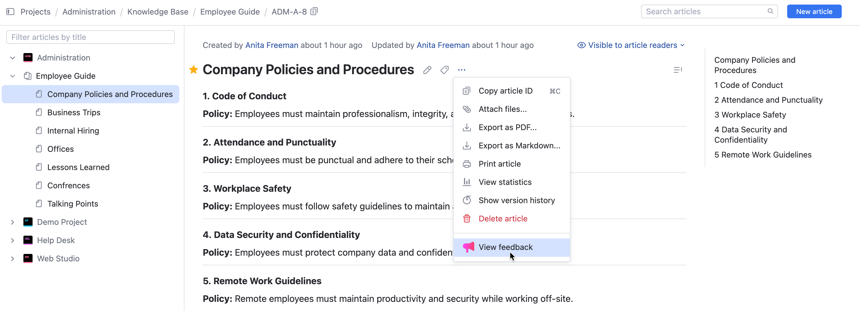 Article Feedback Results Article Feedback Results