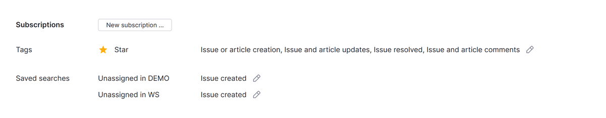Subscriptions for saved searches and tags. Subscriptions for saved searches and tags.