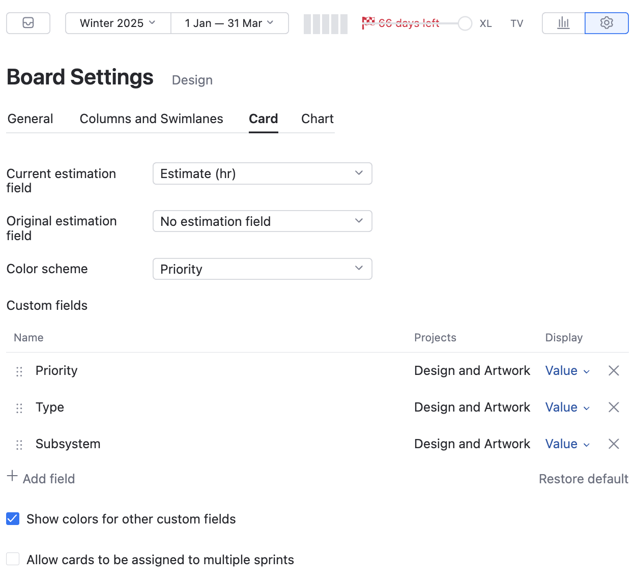 Assignee card settings Assignee card settings