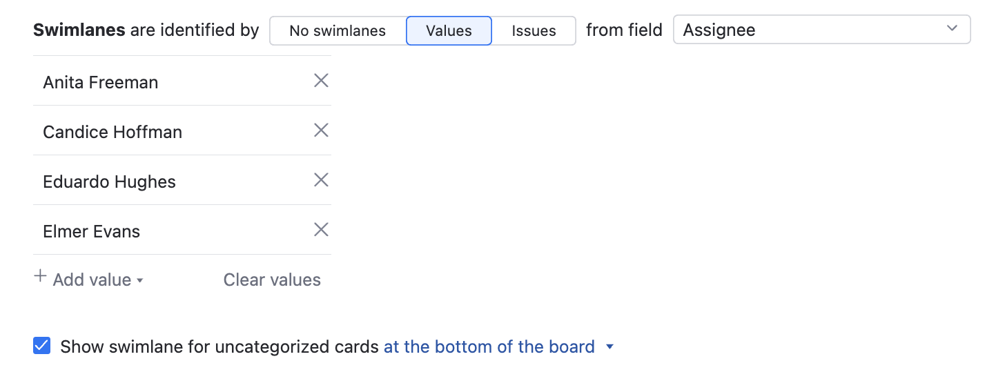 Assignee define swimlanes Assignee define swimlanes