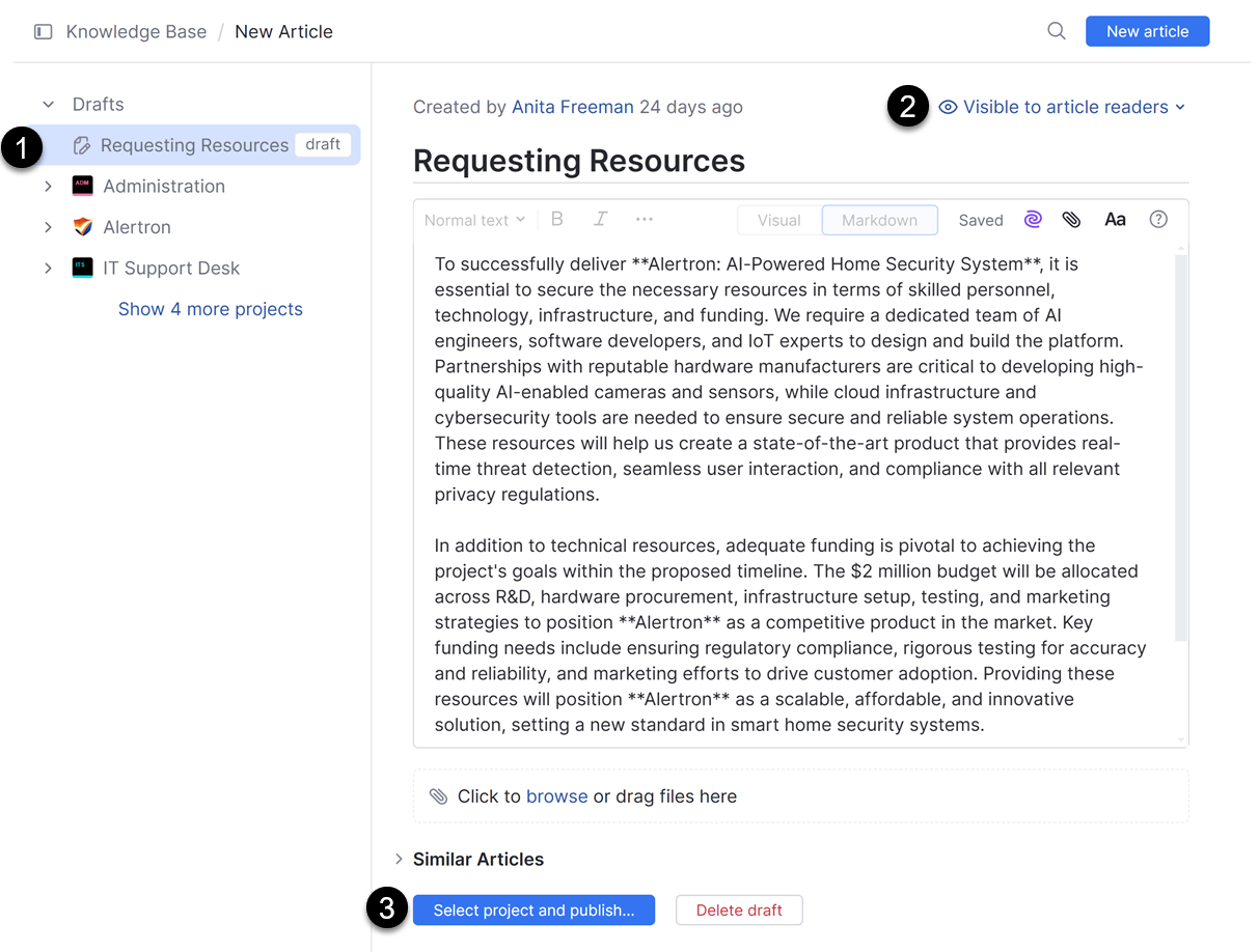Steps for publishing an article in the knowledge base. Steps for publishing an article in the knowledge base.