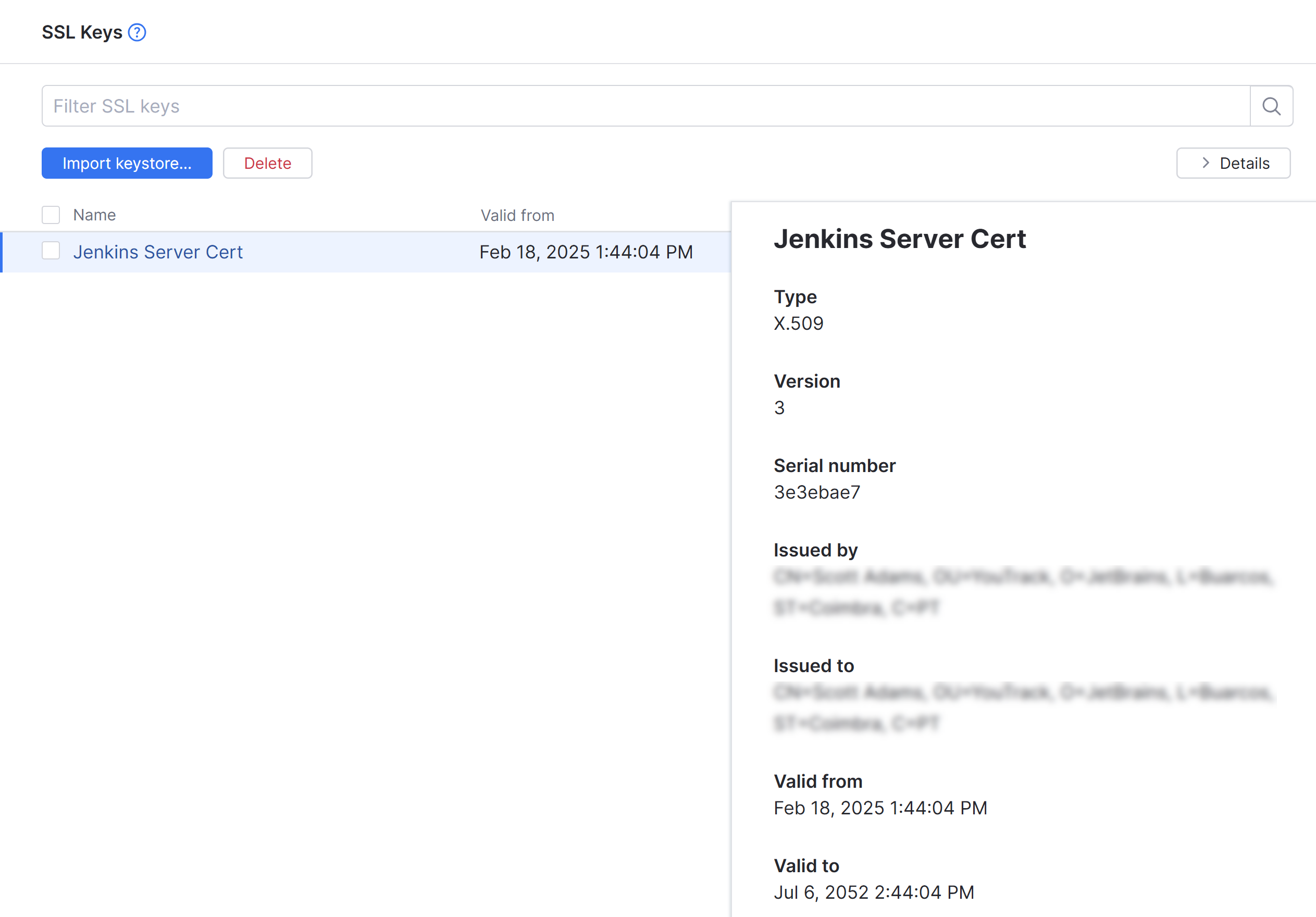 SSL keystore SSL keystore