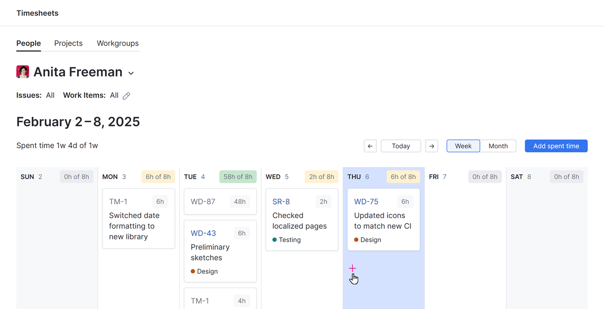 Options for adding spent time in the calendar view. Options for adding spent time in the calendar view.