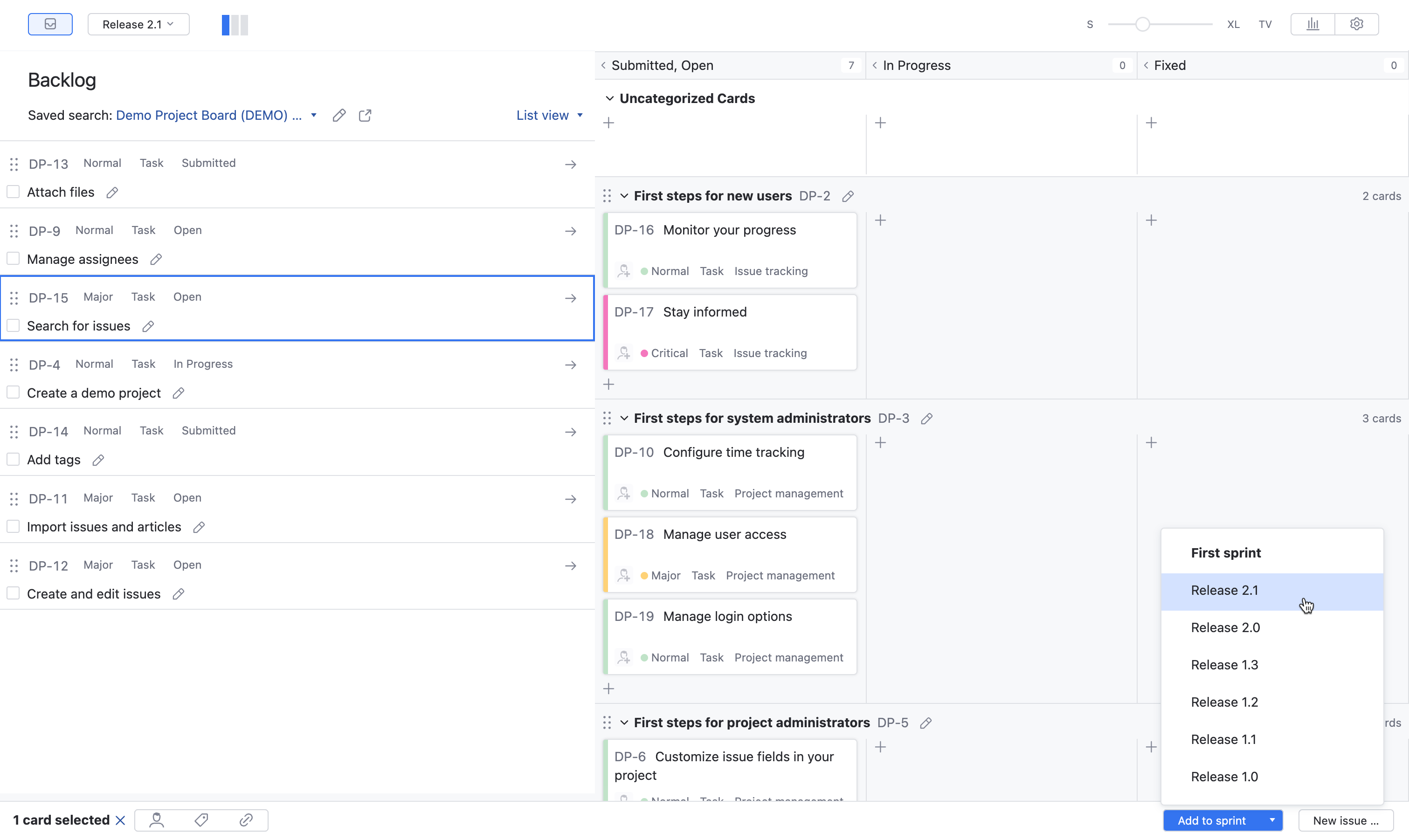 Add from backlog to sprint Add from backlog to sprint
