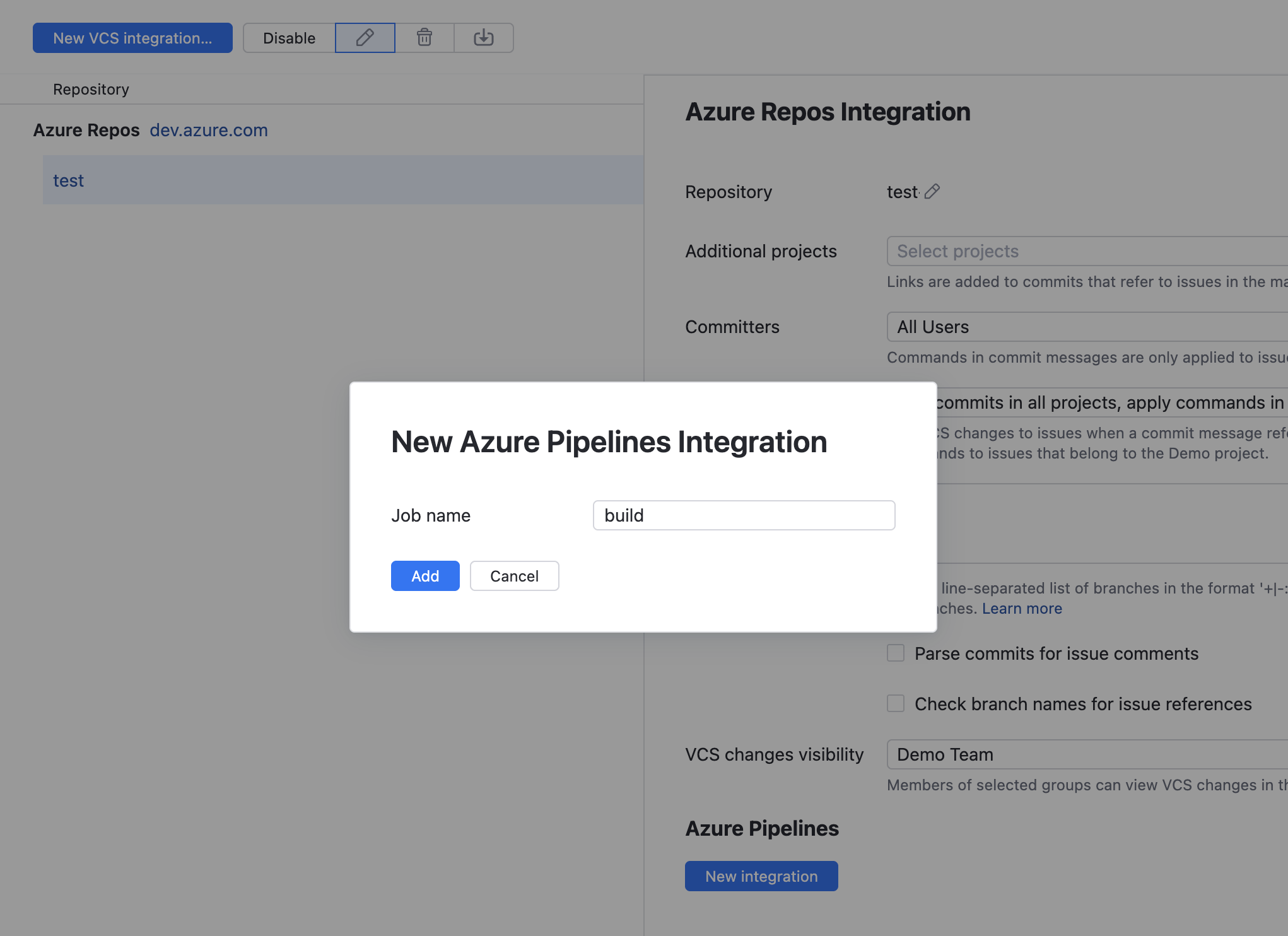 The setting for storing the name of an Azure Pipelines job. The setting for storing the name of an Azure Pipelines job.