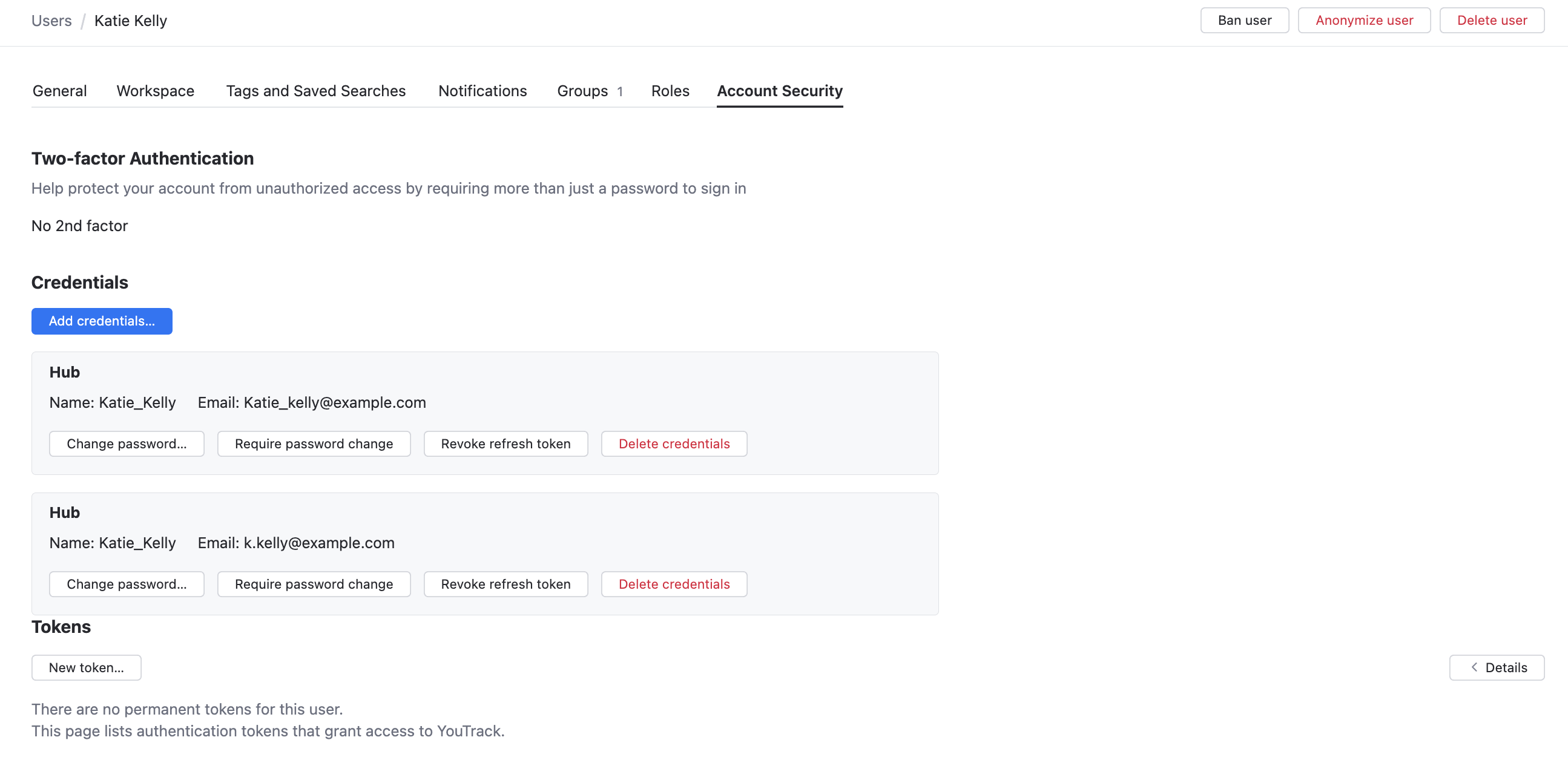 The option to delete credentials from a user profile. The option to delete credentials from a user profile.