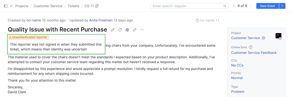 Badge that identifies an unauthenticated reporter. Badge that identifies an unauthenticated reporter.