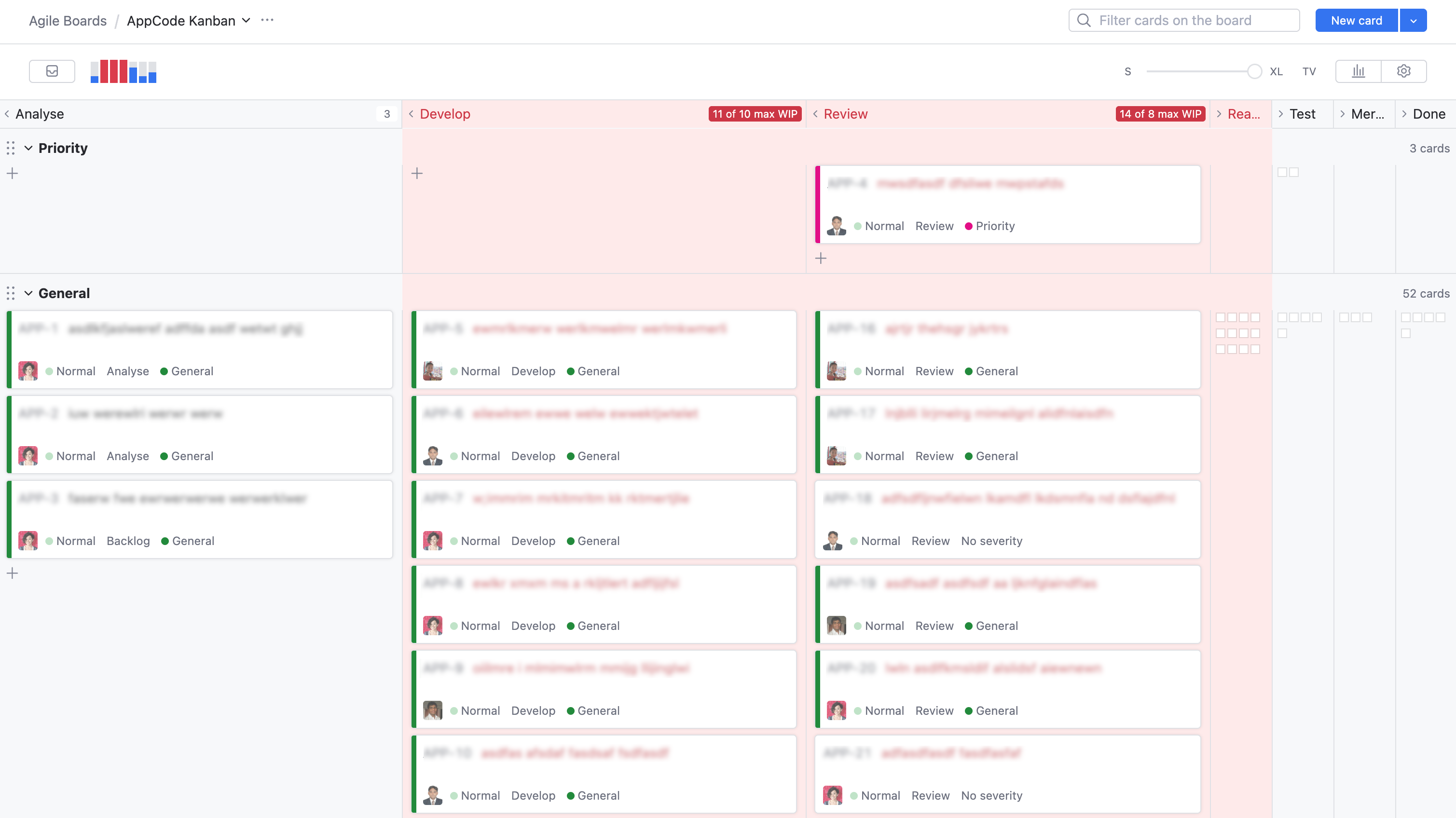 Wip limit board developer view Wip limit board developer view