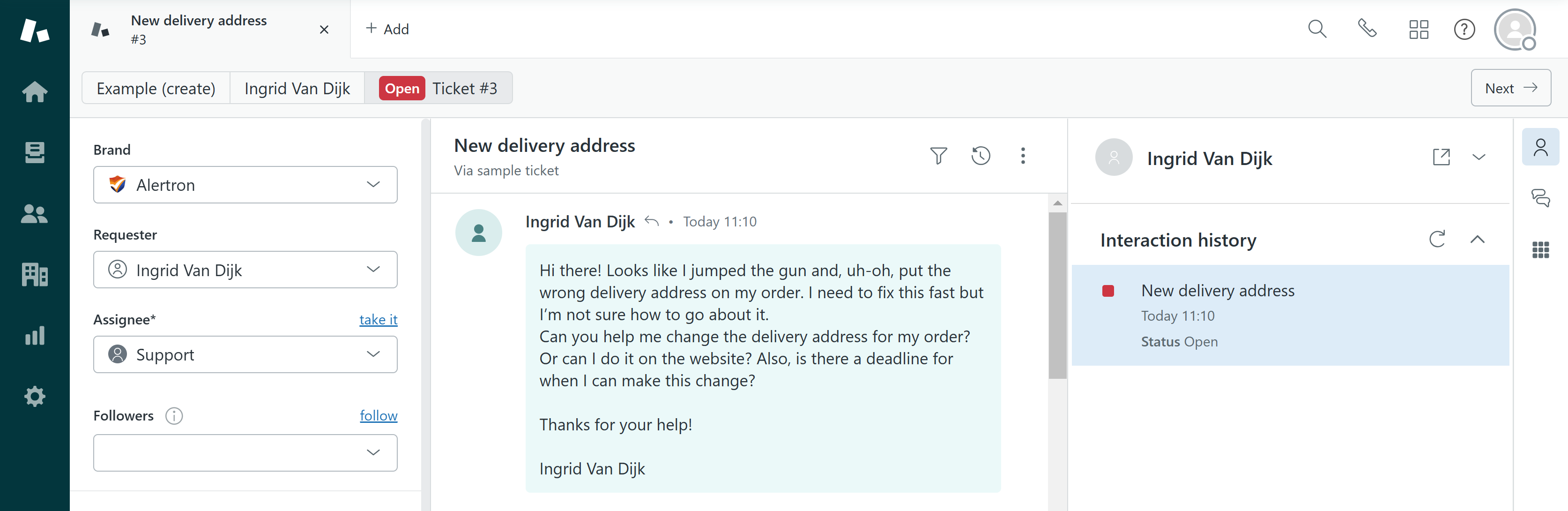 A ticket in Zendesk A ticket in Zendesk