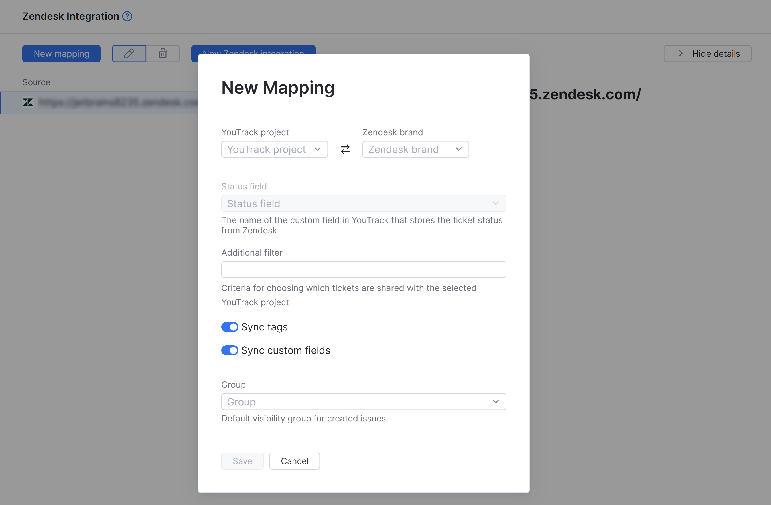 The New Mapping dialog The New Mapping dialog